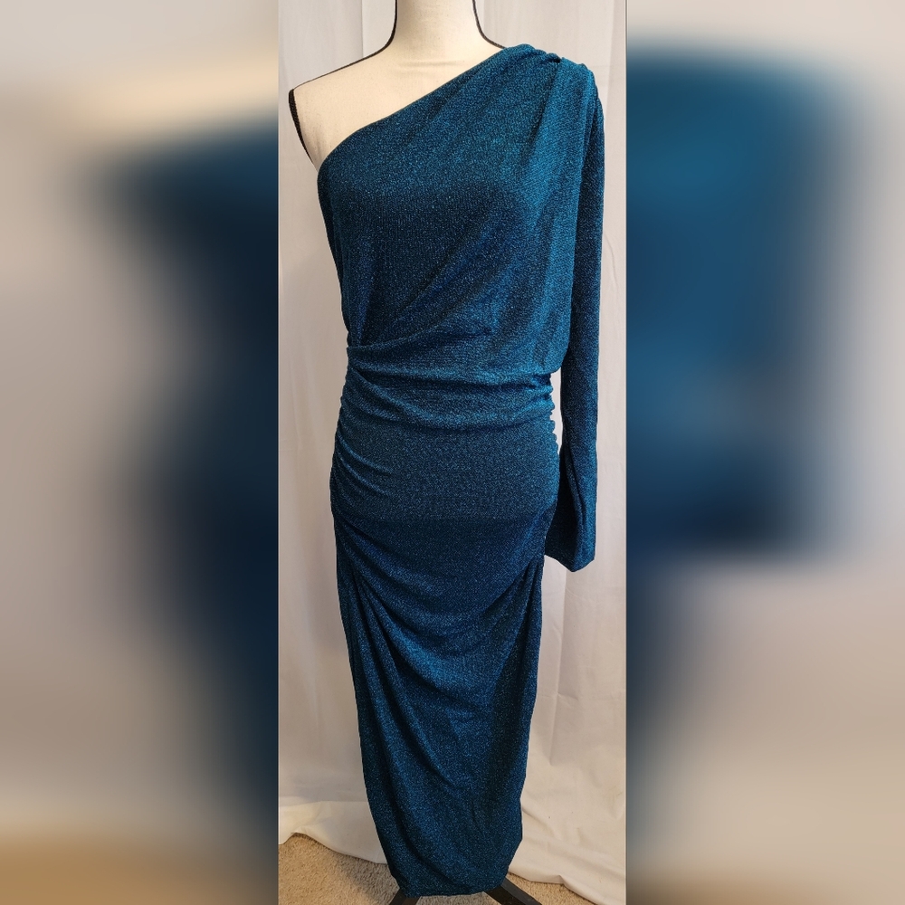 Elegant One-Shoulder Teal Dress
